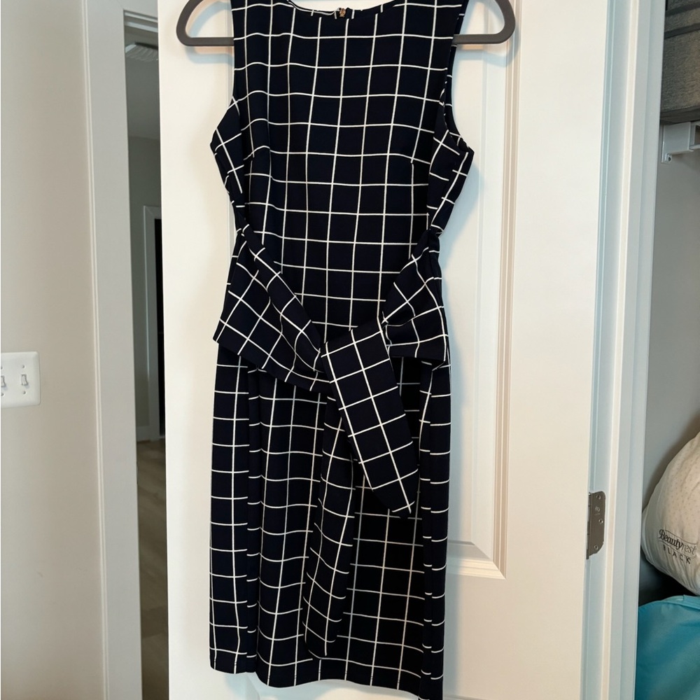 Elegant Navy Checkered Dress work shift dress